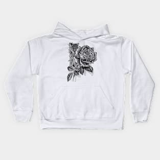 Black Rose Tattoo Style Illustration Kids Hoodie